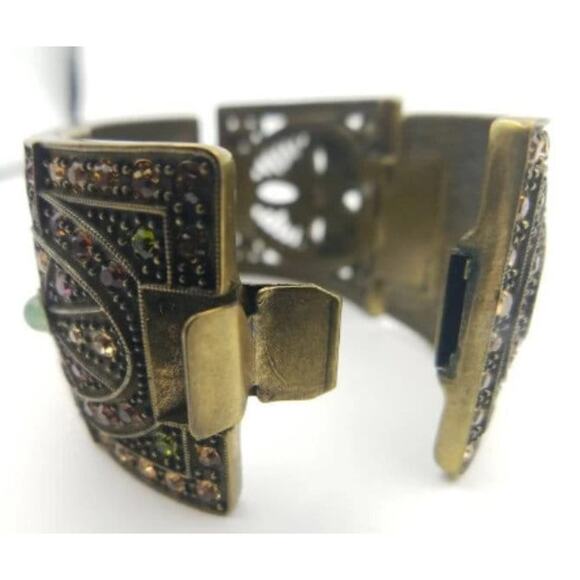Heidi Daus Hinged Art Deco Wide Panel Bracelet – Swarovski Crystal Bracelet - Picture 8 of 9